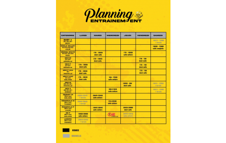 Le planning des entraînements de cette saison est disponible !